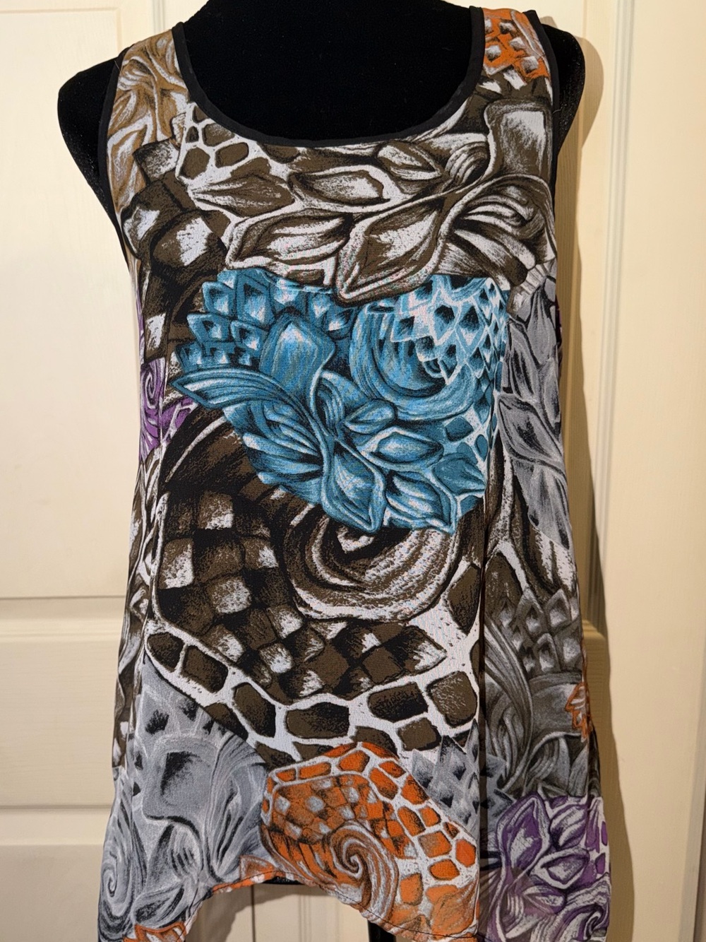 Vivienne Tam Multicolor Floral Abstract Sleeveless Tank